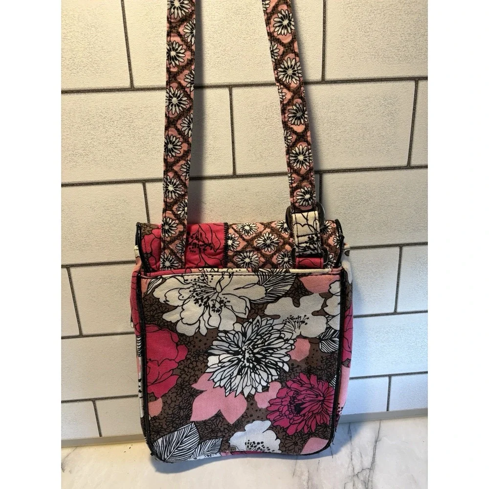 Vera Bradley Mocha Rouge Hipster Crossbody Pink Brown Floral Quilted Retired